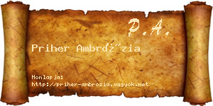 Priher Ambrózia névjegykártya